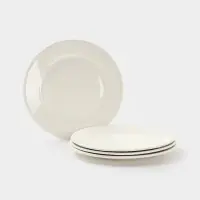Тарелки Доляна White Label, набор 4 шт., d=22.5 см, утолщенный край, фарфор, белые