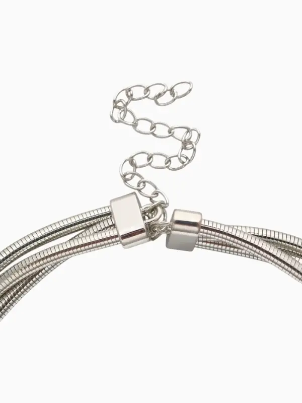 Чокер «Многослойный» крупный металлический, цвет серебро