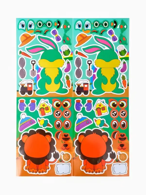 Наклейки детские для творчества "Животные" набор 24 шт