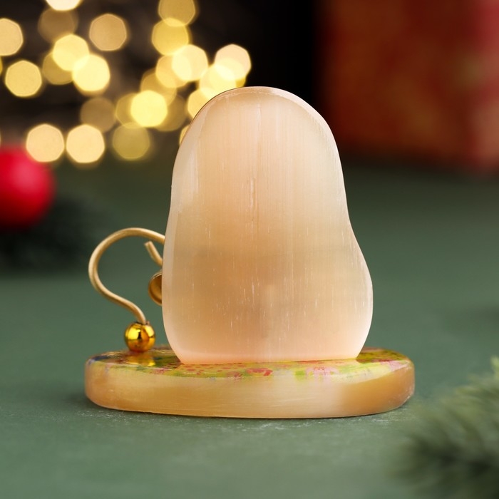 Новый год. Сувенир символ года Новый год. Сувенир символ года "Достатка во всём! 2025", с колокольчиком, селенит, 6х6х4,5 см 105837