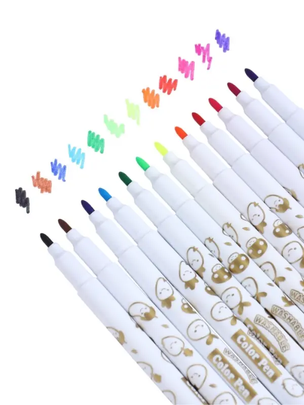 Фломастеры 12 цветов &laquo;Мышка&raquo;, в пластиковом пенале с ручкой, вентилируемый колпачок, МИКС