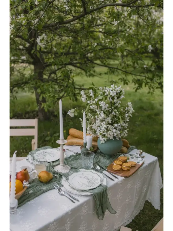 Тарелка десертная WY Bloomware. d=20 см, фарфор, белая, зелёная