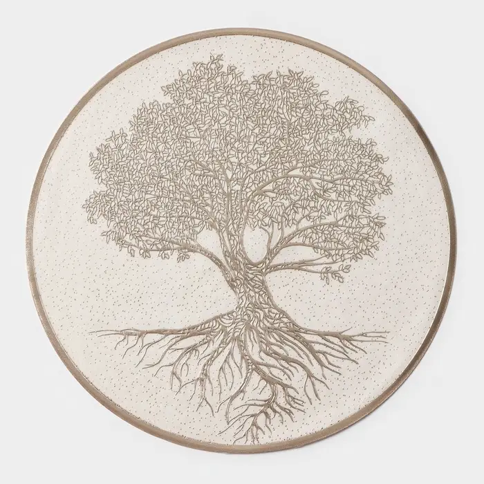 Салфетки сервировочные на стол Доляна &laquo;Древо&raquo;, 2 шт., d=38 см, бежевые