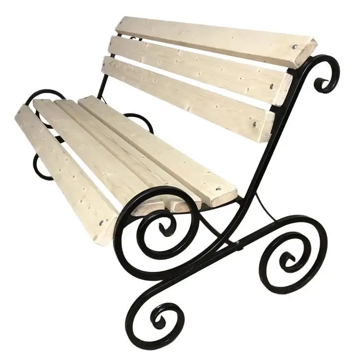 Скамейка садовая &laquo;Завиток&raquo;, 150&times;95&times;100 см, дерево, металл, со спинкой