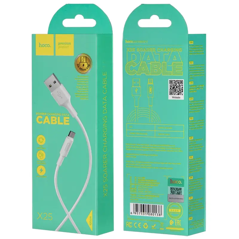 Кабель X25 USB Micro USB 1M HOCO белый