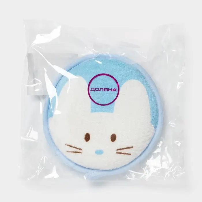 Мочалка детская для купания Доляна &laquo;Мышонок&raquo;, d=11.5 см, голубая
