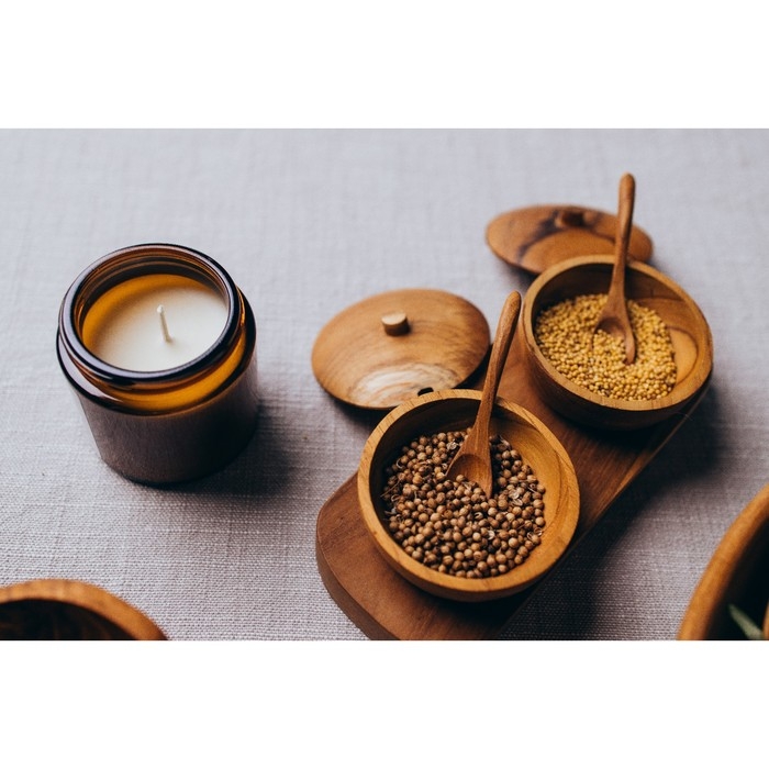 Баночки для специй "Соль, перец" 17х7х6 см, тиковое дерево