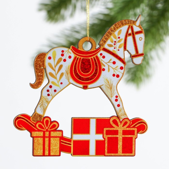 Ёлочная игрушка новогодняя «Конь», на Новый год, 8,8 х 9,2 см Ёлочная игрушка новогодняя «Конь», на Новый год, 8,8 х 9,2 см