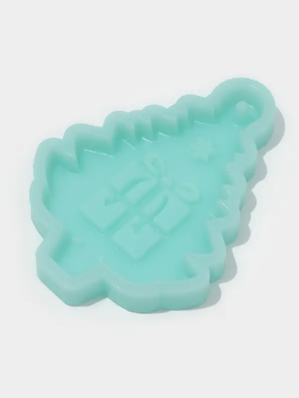 Молд для заливки новогодний &laquo;Ёлочка с подарками&raquo;, 8&times;5.8&times;0.8 см, силикон, бирюзовый