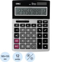 Калькулятор настольный ПОЛНОРАЗМ. Deli E1671, 12-р,дв.пит,185x135мм,мет,срб