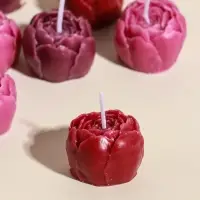 Набор свечей декоративных "Пионы" 9 шт 3,5х3,5х2,5 см розово-фиолетовые 14х14х4 см