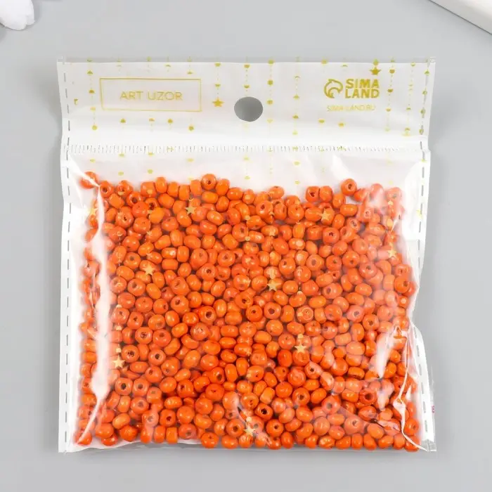Бусины для творчества дерево "Оранжевые" d=0,4 см набор 20 гр
