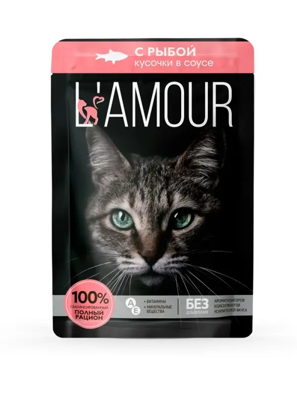 Влажный корм &laquo;L&rsquo;AMOUR&raquo; для кошек, рыба в соусе, 75 г