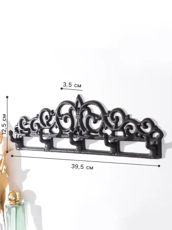 Настенные крючки декоративные &laquo;Узоры&raquo;, чугун, 12.5&times;39.5&times;3.5 см
