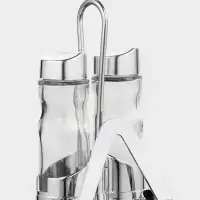 Набор для специй Доляна &laquo;Эксклюзив&raquo;, 40 мл, 2 предмета: солонка, перечница, салфетница - подставка, стекло, пластик, прозрачный