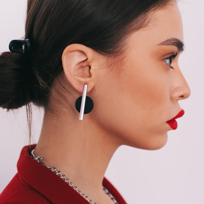 Серьги ассорти «Арт» линии, цвет чёрный в серебре