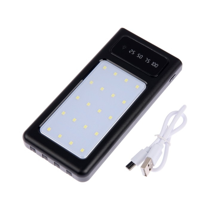 Внешний аккумулятор 485, 10000 мАч, кабели Type-C/Lightning/MicroUSB, фонарь, чёрный Внешний аккумулятор 485, 10000 мАч, кабели Type-C/Lightning/MicroUSB, фонарь, чёрный