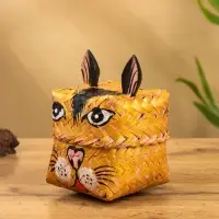 Корзинка &laquo;Кот&raquo;, 10&times;10&times;13 см, бамбук, рыжая
