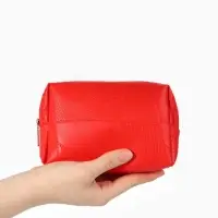 Косметичка ONE COLOR, на молнии, искусственная кожа, красная
