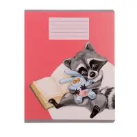 Тетрадь 18 листов в линию Calligrata "Еноты", обложка мелованный картон, ВД-лак, блок офсет, белизна 95%, МИКС