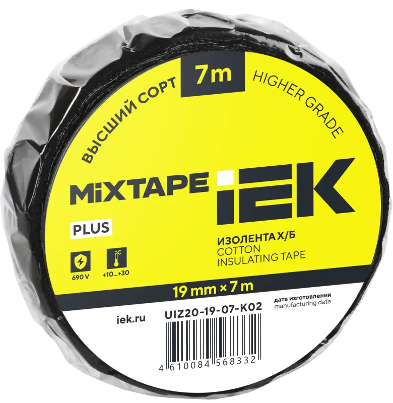 Изолента Х/Б 19мм 7м IEK MIXTAPE PLUS