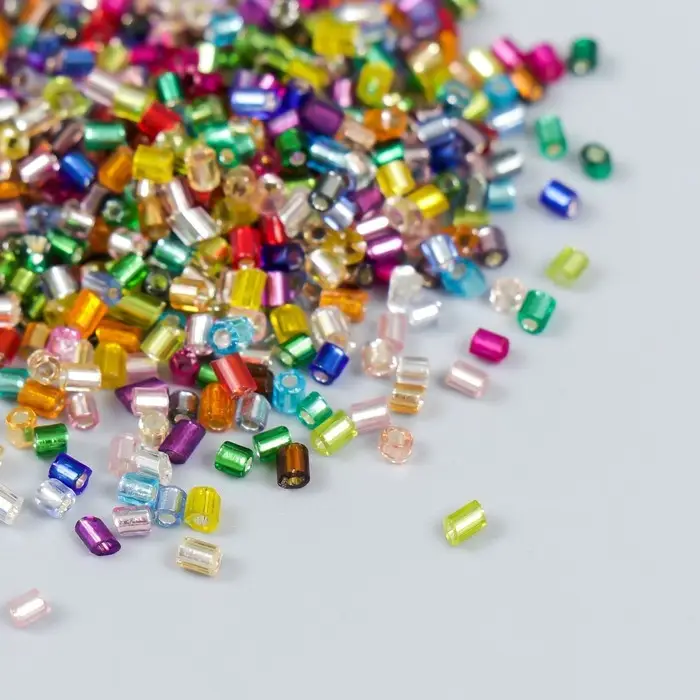 Бисер стекло 12/0  Бисер стекло 12/0 "Цилиндр. Разноцветный" 10 гр