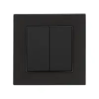 Выключатель TOT Matte Glass, 10 А, 2 клавиши, скрытый монтаж, стеклянная рамка, чёрный