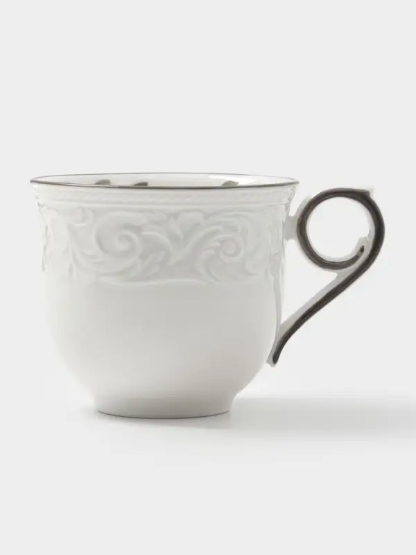 Чайная пара WY Floral Laceware, 2 предмета: чашка 300 мл, блюдце d=15 см, фарфор, белая, серая
