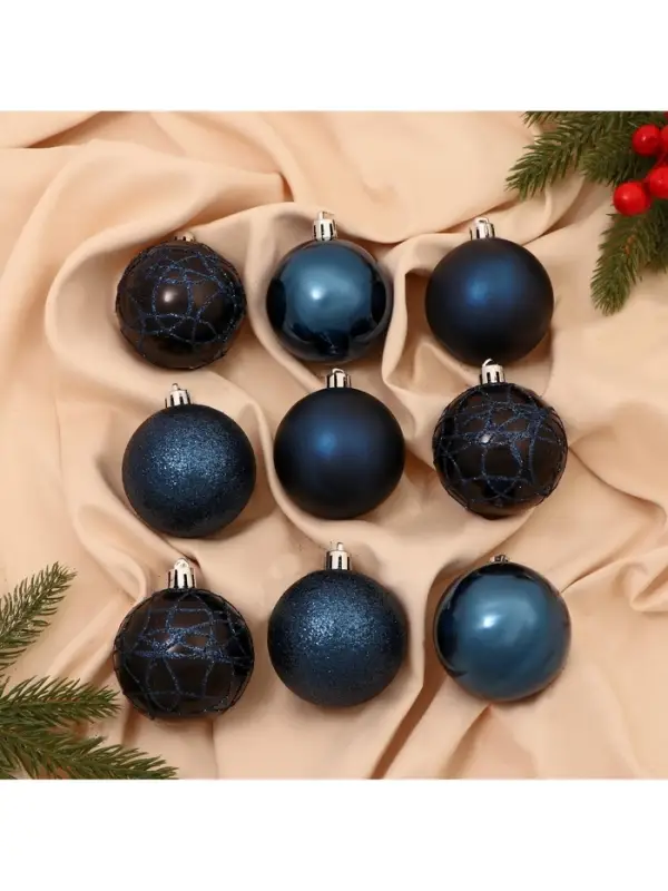 Ёлочные игрушки &laquo;Авива&raquo;, шары новогодние, d=6 см, набор 9 шт., синий