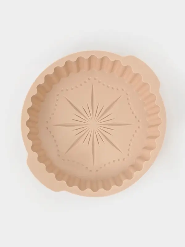 Форма для выпечки Доляна &laquo;Рифлёный круг. Звезда&raquo;, силикон, d=20 см, с ручками, бежевый