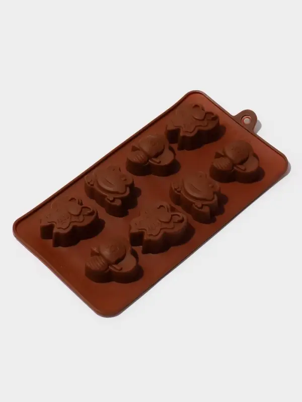 Форма для шоколада Доляна &laquo;Насекомые&raquo;, силикон, 22&times;11.5&times;2 см, 8 ячеек, коричневая
