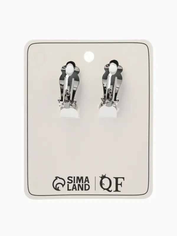 Серьги клипсы для ушей QF &laquo;Овал&raquo;, цвет серебро, зелёный