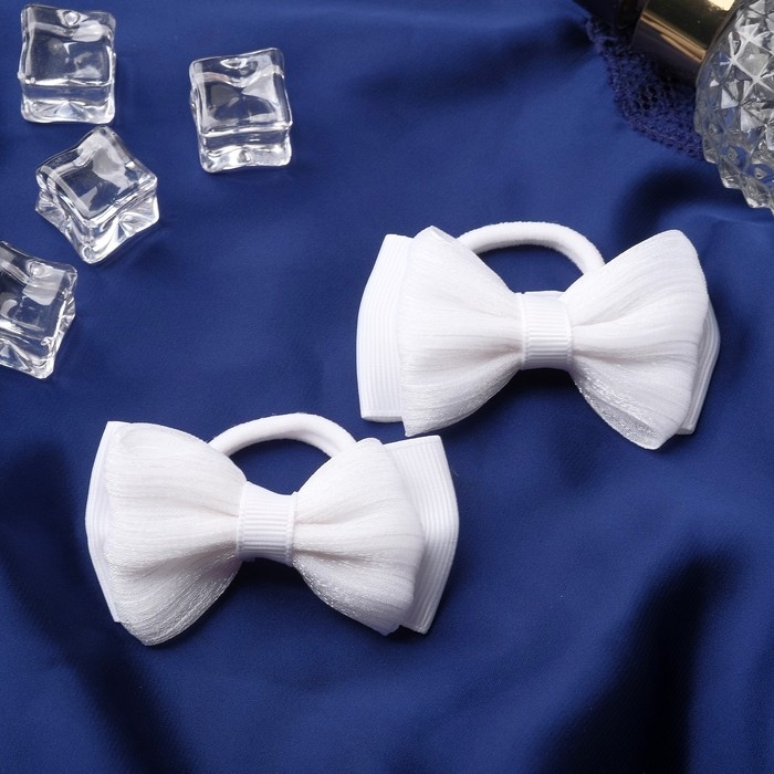 Резинка для волос Резинка для волос "Бантик" (набор 2 шт) классика, 8 см, белый