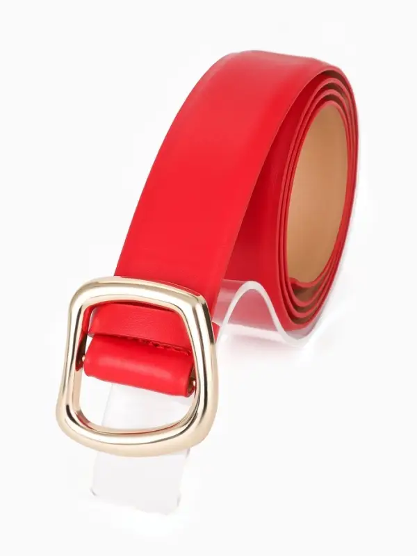 Ремень жен 07-01-01-07 , 4*0,3*110 см, без винта, пряжка золото, затяжка, красный
