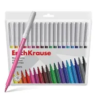 Фломастеры 18 цветов ErichKrause Basic, на водной основе, яркие цвета, вентилируемый колпачок