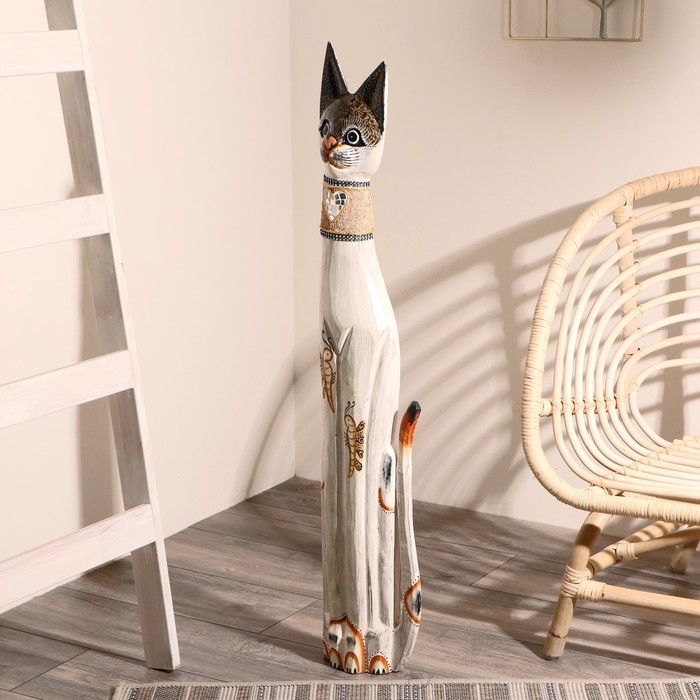 Сувенир дерево Сувенир дерево "Кошка с золотыми бабочками и зеркальным сердцем" 100х16х7 см