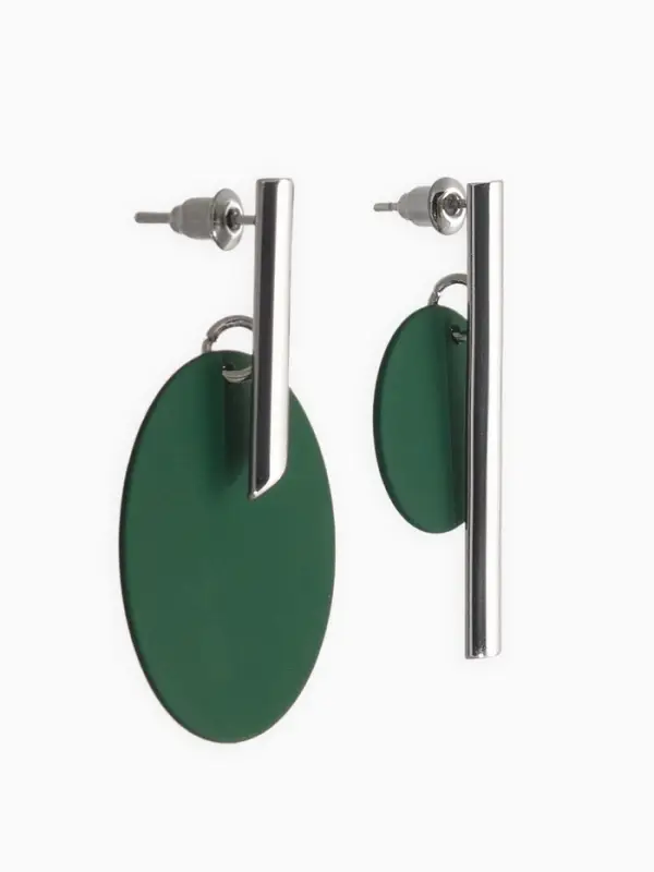 Серьги ассорти &laquo;Арт&raquo;, линии, зелёные в серебре