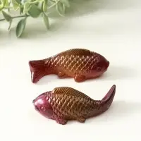 Фигурка для чайной церемонии "Красные парчовые карпы" набор 2 шт меняет цвет 3х7,5х3 см