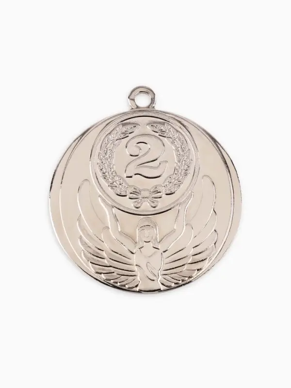 Медаль призовая &laquo;2 место&raquo; серебро 017, d=4.5 см, без ленты