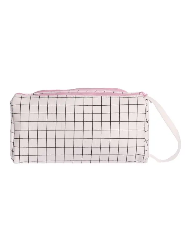 Пенал школьный Calligrata &laquo;Шотландка&raquo;, мягкий, 2 отделения, 95&times;210&times;90 мм, объёмный с откидной планкой, с ручкой, бело-чёрный