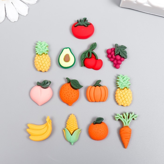 Декор для творчества пластик Декор для творчества пластик "Фрукты и овощи" набор 13 шт