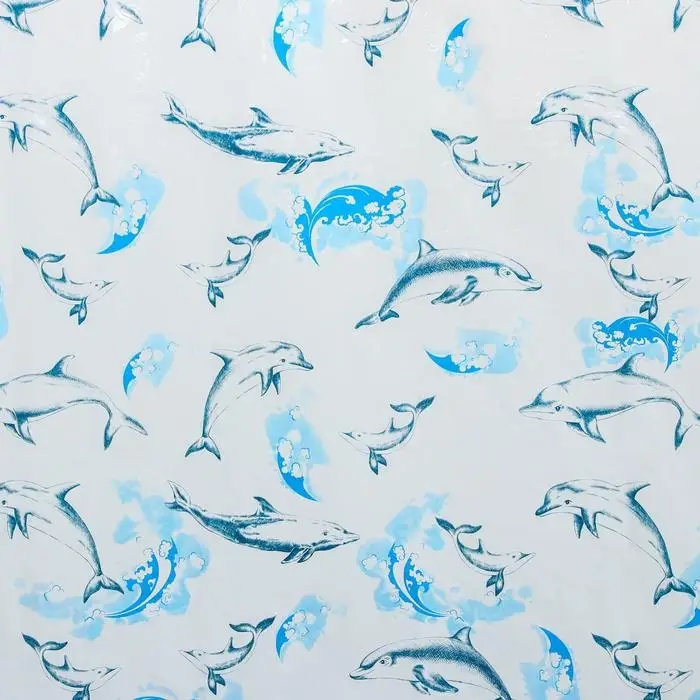 Штора для ванной «Дельфины», 180×180 см, полиэтилен, белая