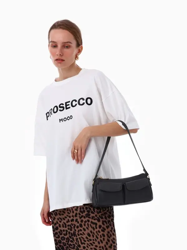 Сумка женская багет TEXTURA на молнии, 27&times;8&times;13 см, тёмно-серая