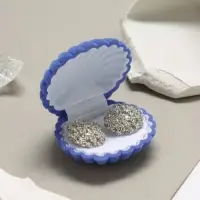Футляр под серьги, кулон &laquo;Ракушка&raquo;, 6&times;5.5 см, бархатный, небесный
