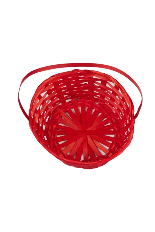 Корзина плетёная, 20×20×9 см, ручка h=25 см, бамбук, красная