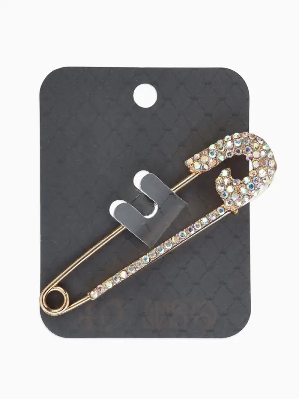 Булавка "Вензель" L=7см, цвет радужный в золоте