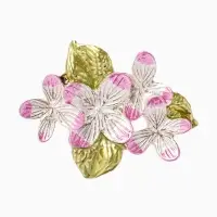 Брошь &laquo;Сакура&raquo; цветок, цвет зелено-розовый в золоте