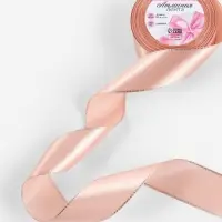 Лента атласная, с серебряным люрексом, 40 мм, 23&plusmn;1 м, светло-розовая №107