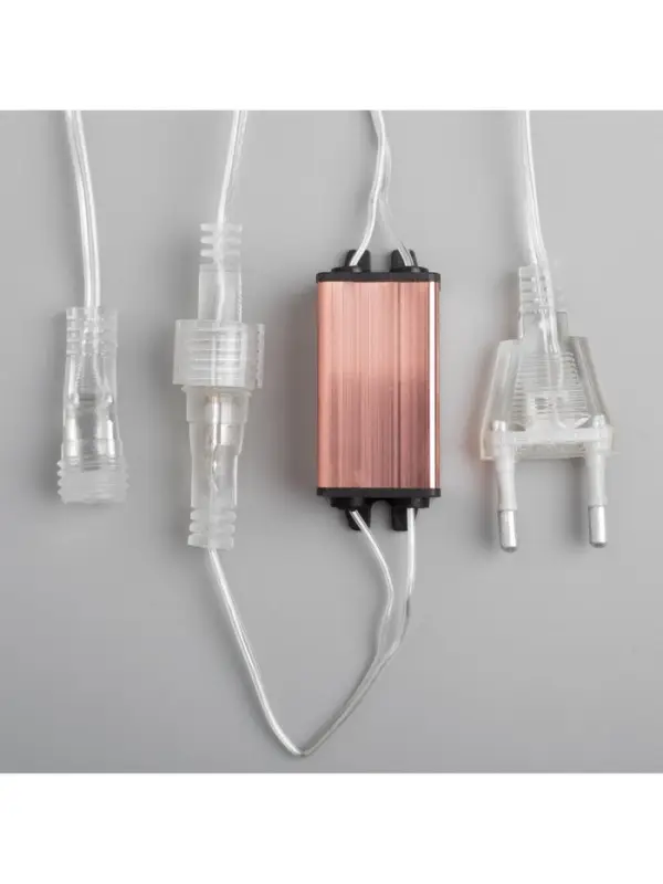 Гирлянда &laquo;Сосульки рифленые&raquo; 2.5&times;0.3 м, IP65, прозрачная нить, 192 LED, свечение белое с эффектом стекания, 12 В