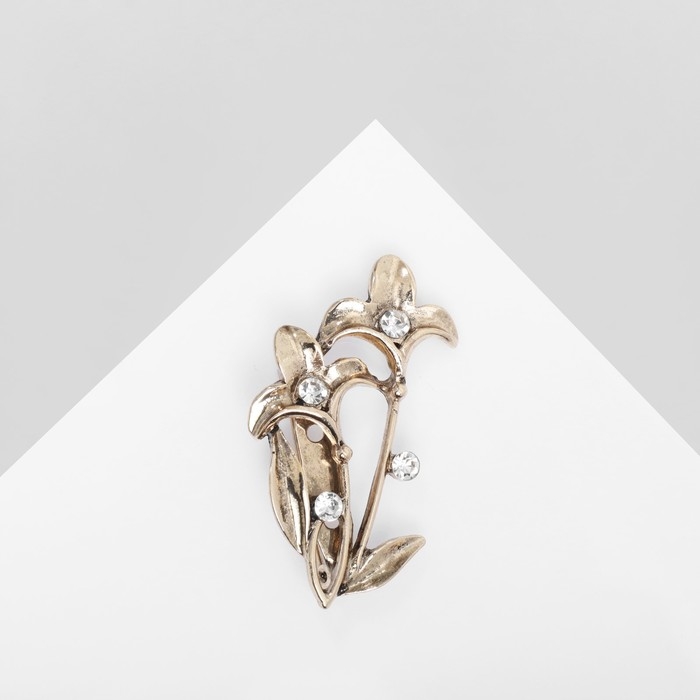 Брошь «Цветы» пара, цвет белый в чернёном золоте Брошь «Цветы» пара, цвет белый в чернёном золоте